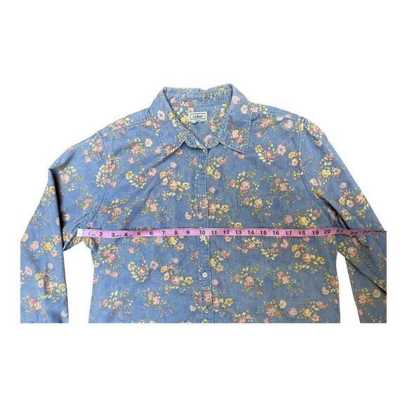 L.L.BEAN Lavender Blue Floral Corduroy Button Down Shirt Collar Size Tag Removed - Picture 3 of 9